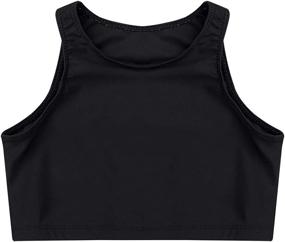 img 2 attached to 💃 ACSUSS Big Girls Dance Crop Tops - Athletic Sportwear for Gymnastics, Ballet, and More - Cross Back, Mock Neck Tank Tops