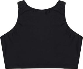 img 1 attached to 💃 ACSUSS Big Girls Dance Crop Tops - Athletic Sportwear for Gymnastics, Ballet, and More - Cross Back, Mock Neck Tank Tops