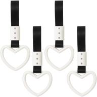 4 pieces heart-shaped car straps tsurikawa heart rings (white) logo