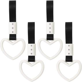 img 4 attached to 4 Pieces Heart-Shaped Car Straps Tsurikawa Heart Rings (White)