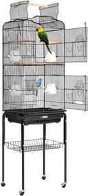img 4 attached to 🐦 VIVOHOME 59.8 Inch Wrought Iron Bird Cage with Play Top, Rolling Stand - Ideal for Parrots, Conures, Lovebird, Cockatiel, Parakeets