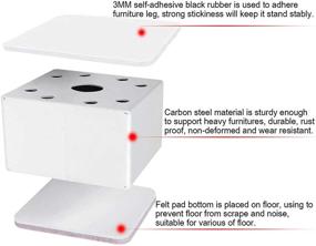 img 2 attached to OwnMy 4PCS White Square Bed Risers: Heavy Duty Furniture Lifters for Bed, Table, Chair, Sofa, Desk & More
