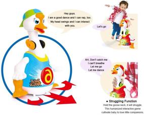 img 2 attached to Игрушка Woby Baby Musical Toy: танцующий, поющий, разговаривающий гусь, хип-хоп, качающийся - крутая образовательная игрушка в подарок для детей от 1 до 3 лет.