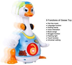 img 3 attached to Игрушка Woby Baby Musical Toy: танцующий, поющий, разговаривающий гусь, хип-хоп, качающийся - крутая образовательная игрушка в подарок для детей от 1 до 3 лет.