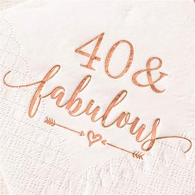 img 2 attached to 🥳 Rose Gold Crisky 40th Birthday Cocktail Napkins for Women - 50Pcs, 3-Ply: Ideal Decorations for 40th Birthday Celebration, Beverage & Dessert Table Supplies