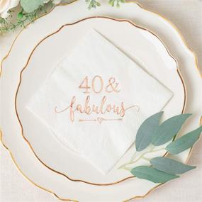 img 3 attached to 🥳 Rose Gold Crisky 40th Birthday Cocktail Napkins for Women - 50Pcs, 3-Ply: Ideal Decorations for 40th Birthday Celebration, Beverage & Dessert Table Supplies