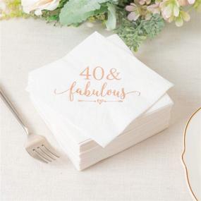 img 1 attached to 🥳 Rose Gold Crisky 40th Birthday Cocktail Napkins for Women - 50Pcs, 3-Ply: Ideal Decorations for 40th Birthday Celebration, Beverage & Dessert Table Supplies