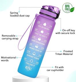 img 2 attached to 🚰 32oz MEITAGIE Motivational Water Bottle with Time Marker, Fruit Strainer | Leak-proof BPA-Free 1l Bottle w/ Carrying Strap | Ideal for Fitness, Gym, Outdoor Sports