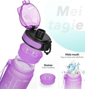 img 3 attached to 🚰 32oz MEITAGIE Motivational Water Bottle with Time Marker, Fruit Strainer | Leak-proof BPA-Free 1l Bottle w/ Carrying Strap | Ideal for Fitness, Gym, Outdoor Sports