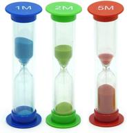 🕛 teacherfav set of 3 colorful small sand timers - 1min 2min 5min - acrylic covered hourglass clocks for classroom, home & kids room (small combo-3 pack) logo