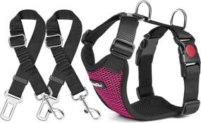 img 4 attached to 🐶 Haapaw Dog Seatbelt - 2 Pack Adjustable Stretchable Dog Seat Belts with Double Breathable Mesh Dog Car Harnesses