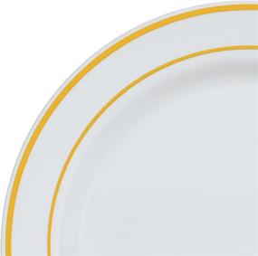 img 3 attached to 🥗 Top Choice: Select Settings 50 COUNT Gold Trim Disposable Plastic Salad/Dessert Plates - 7.5 Inch