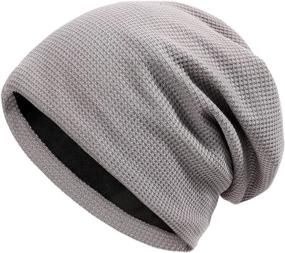 img 4 attached to Stylish and Stretchy Lvaiz Women's Knitted Beanie: Waffle Slouchy Skullcap for Men in Thin Acrylic