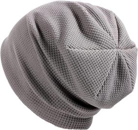 img 3 attached to Stylish and Stretchy Lvaiz Women's Knitted Beanie: Waffle Slouchy Skullcap for Men in Thin Acrylic