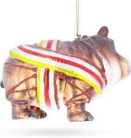 img 2 attached to BestPysanky Hippo Blown Christmas Ornament