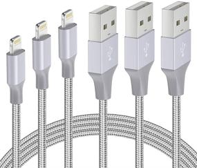 img 4 attached to Premium iPhone Charger Cable Set - 3 Pack MFi Certified Lightning to USB Cables for Fast Charging & Syncing - 3/6/10 ft Lengths - Compatible with iPhone 13 12 Pro Max 11 X Xs XR 8 7 6 Plus Mini iPad Airpods - Nylon Braided - Grey