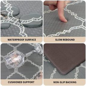 img 2 attached to 👣 JATEF Anti-Fatigue Kitchen Mat Set - 2 PCS Waterproof Non-Slip PVC Ergonomic Comfort Standing Kitchen Mats for Floor, Home, Sink, Laundry, Office - Dark Grey