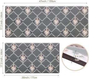 img 3 attached to 👣 JATEF Anti-Fatigue Kitchen Mat Set - 2 PCS Waterproof Non-Slip PVC Ergonomic Comfort Standing Kitchen Mats for Floor, Home, Sink, Laundry, Office - Dark Grey