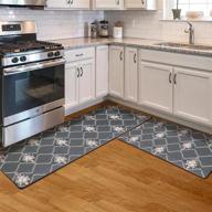 👣 jatef anti-fatigue kitchen mat set - 2 pcs waterproof non-slip pvc ergonomic comfort standing kitchen mats for floor, home, sink, laundry, office - dark grey logo