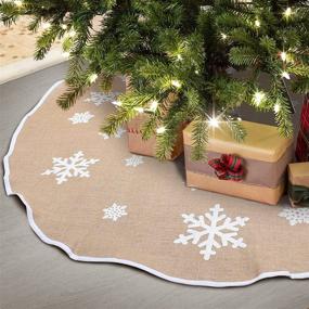 img 2 attached to 🎄 Aytai 48 Inch Rustic Tree Skirt: White Snowflake Printed Christmas Decorations for Indoor and Outdoor Use