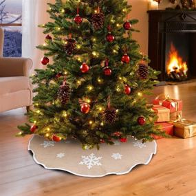 img 1 attached to 🎄 Aytai 48 Inch Rustic Tree Skirt: White Snowflake Printed Christmas Decorations for Indoor and Outdoor Use