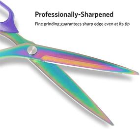 img 3 attached to Asdirne Titanium Coating Tailor Scissors - Professional 10.5-Inch Fabric Shears with Ultra-Sharp Stainless Steel Blades, Ergonomic ABS Handle - Rainbow & Purple