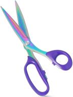 asdirne titanium coating tailor scissors - professional 10.5-inch fabric shears with ultra-sharp stainless steel blades, ergonomic abs handle - rainbow & purple logo