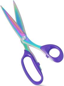 img 4 attached to Asdirne Titanium Coating Tailor Scissors - Professional 10.5-Inch Fabric Shears with Ultra-Sharp Stainless Steel Blades, Ergonomic ABS Handle - Rainbow & Purple