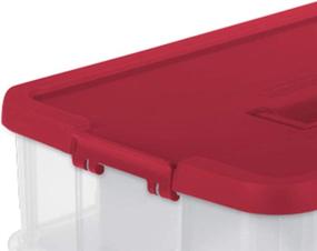 img 3 attached to 📦 Stack & Carry 2 Layer 24 Ornament Storage Box by Sterilite - Red Lid and Handle, Transparent Layers