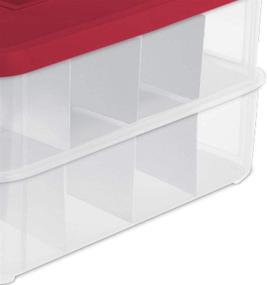 img 2 attached to 📦 Stack & Carry 2 Layer 24 Ornament Storage Box by Sterilite - Red Lid and Handle, Transparent Layers