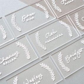 img 4 attached to 💌 20pcs Clear Acrylic Place Cards for Wedding by UNIQOOO - Blank Rectangle Escort Plates Name Cards - Ideal for Seating, Table Cards, Food Signs, Party, Banquet, Event Decor - 3 1/2 x 2in