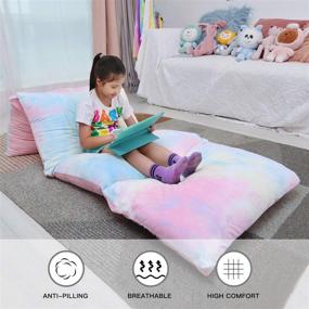 img 3 attached to Yoweenton Unicorn Kids Floor Pillows: Queen Size Fold Out Lounger Chair Bed for Boys and Girls - Floor Cushion for Kids Room Decoration (Cover ONLY)