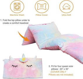 img 1 attached to Yoweenton Unicorn Kids Floor Pillows: Queen Size Fold Out Lounger Chair Bed for Boys and Girls - Floor Cushion for Kids Room Decoration (Cover ONLY)
