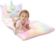 yoweenton unicorn kids floor pillows: queen size fold out lounger chair bed for boys and girls - floor cushion for kids room decoration (cover only) logo