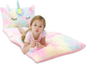 img 4 attached to Yoweenton Unicorn Kids Floor Pillows: Queen Size Fold Out Lounger Chair Bed for Boys and Girls - Floor Cushion for Kids Room Decoration (Cover ONLY)