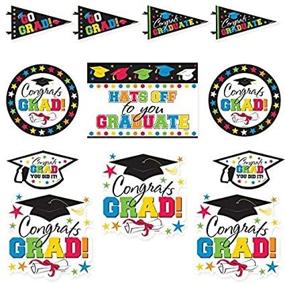 img 4 attached to 🎉 Premium Multicolor Amscan Party Decoration Grad Value Pack Assortment Packaged Cutouts - 12 High-Quality Cardboard Designs