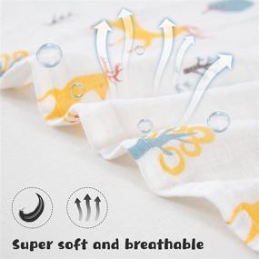 img 2 attached to 🐱 Catteyonce Large 44 x 47 Inches Baby Swaddle Blankets | Breathable Muslin Swaddle Blankets | Soft Cotton Receiving Blanket | Newborn Boys and Girls | White/Dinosaur | 4-Pack