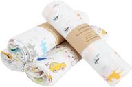 🐱 catteyonce large 44 x 47 inches baby swaddle blankets | breathable muslin swaddle blankets | soft cotton receiving blanket | newborn boys and girls | white/dinosaur | 4-pack logo