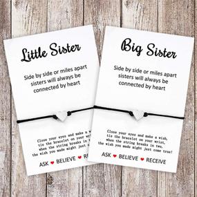 img 4 attached to 👭 MANVEN Big Sister Little Sister Bracelet Set Heart Charm Best Friends Jewelry Gift for Friendship, Daughter, Big Sis Lil Sis, Women, Girls - Matching Sister Bracelets for 2