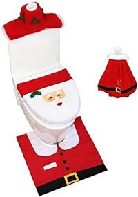 img 2 attached to 🎅 Ohuhu Christmas Santa Toilet Seat Cover Set with Towel and Hanging Hook – Upgrade 5 PCS Toilet Seat Cover and Rug Set for Festive Bathroom Decorations, Red