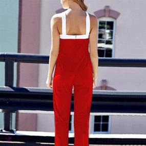 img 1 attached to IBTOM CASTLE Women's V-Neck Halter Jumpsuits with High Waist, Wide-Leg Long Pants, Pockets - Ideal for Weddings, Rompers Overalls