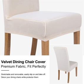 img 1 attached to 🪑 Soft and Removable Smiry Velvet Stretch Dining Room Chair Covers - Set of 4, Dawn