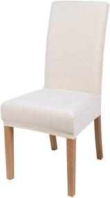 img 4 attached to 🪑 Soft and Removable Smiry Velvet Stretch Dining Room Chair Covers - Set of 4, Dawn