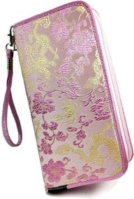 img 4 attached to 👛 OEENOC Women's Wallet: RFID Blocking Long Wallet with Silk Fabric and Detachable Wrist Strap - fenxiaolong