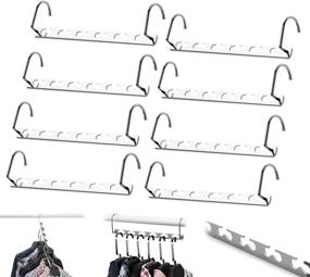 img 4 attached to Maximize Closet Space with 8 Pcs Space Saving Hangers - Metal Hooks, Heavy Duty Organizer