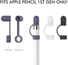 img 3 attached to 🖍️ AhaStyle 3-пакета Замена Крышки Держатель для Apple Pencil 1-го поколения + Силиконовый защитный чехол с противопотерейным ремешком (Белый, Черный, Полуночно-синий)