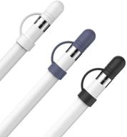 🖍️ ahastyle 3-pack apple pencil 1st generation cap replacement holder + anti-lost strap silicone protective cover (white, black, midnight blue) logo