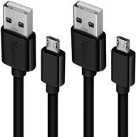micro usb кабель длиной 10 футов, 2 штуки для galaxy s7 edge и android-телефонов - быстрая зарядка для samsung, lg, ps4 и камеры - высокая скорость, прочность и дополнительная длинная зарядка, черный. логотип