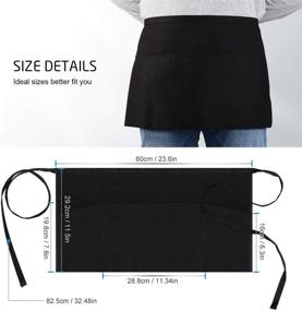 img 3 attached to Syntus 3 Pack Waitress Waist Apron - 3 Pockets, 100% Cotton, 11.5-inch, Black - Durable and Functional