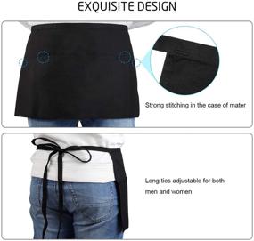 img 1 attached to Syntus 3 Pack Waitress Waist Apron - 3 Pockets, 100% Cotton, 11.5-inch, Black - Durable and Functional